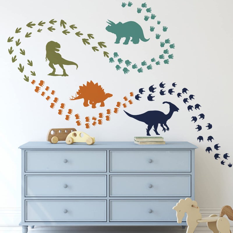Mfault Dinosaur Footprints Wall Decals Stickers  Boys Dino Feet Tracks Paw Prints Nursery Decorations Baby Bedroom Playroom Art  Watercolor Animal Toddler Kids Room Decor Gift - Image 5